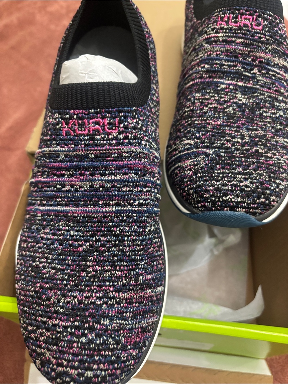KURU Multicolor Knit Slip-On Sneakers with Pink Logo